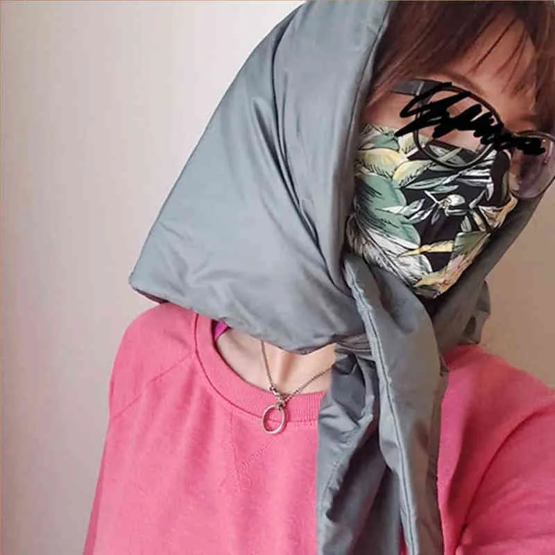 Moda pikowana headscarf puffer szalik trójkąt szalik kaptur szalik puffy światło i ciepły chustka zimowa szyja puffowa szalik 211224