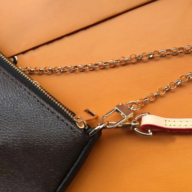 Geldbörsen Münze Geldbörsen Clutch Bag Mode Frauen Handtasche Geldbörse Braun Brief Drucken Kette Echtes Leder Hohe Qualität Cross Body Should292x