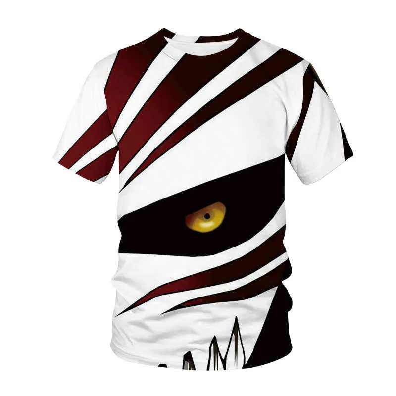 Harajuku Anime T-shirt Bleach 3D Print Men Women Fashion Streetwear O-Neck Short Sleeve T Shirt Hip Hop Tees Tops Male Clothing Y220214