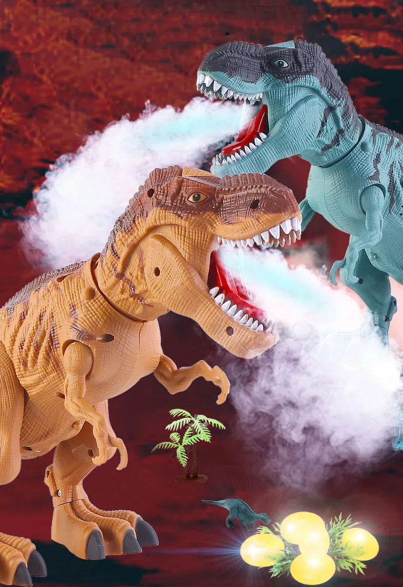 Grand Spray Mécanique Dinosaures Marche Dinosaure Animal Modèle Lay Oeufs Roar Sons Noël Nouvel An Cadeau Électrique Jouet Pour Enfants LJ201105