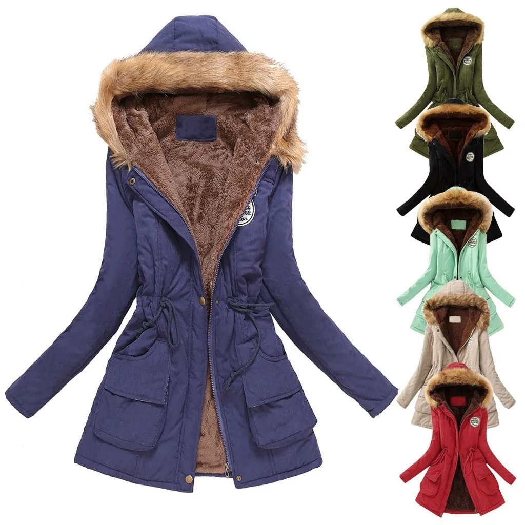 Hiver Femmes Manteau 2020 Femmes Parka Casual Outwear Militaire Manteau De Fourrure À Capuche Vers Le Bas Vestes Manteau D'hiver Pour Femme Chaud Outwear LJ201127