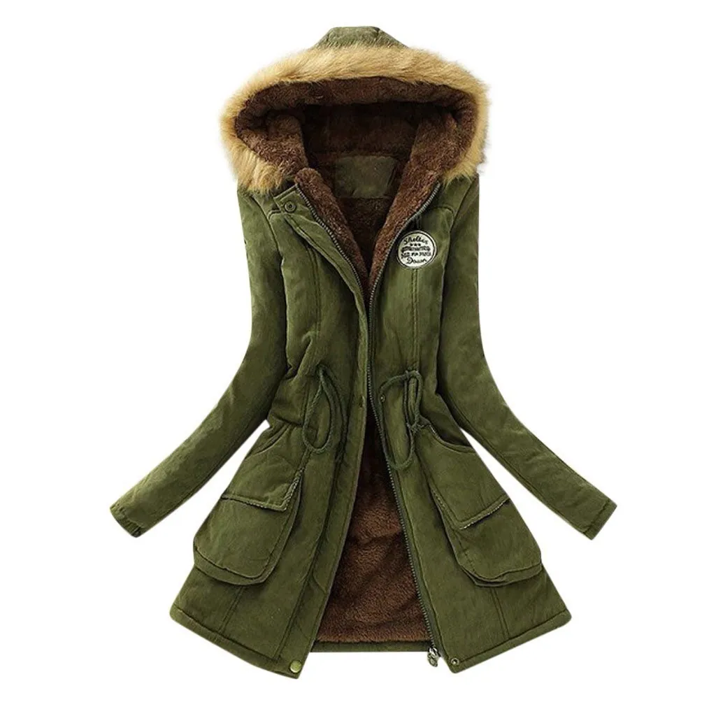 Hiver Femmes Manteau 2020 Femmes Parka Casual Outwear Militaire Manteau De Fourrure À Capuche Vers Le Bas Vestes Manteau D'hiver Pour Femme Chaud Outwear LJ201127