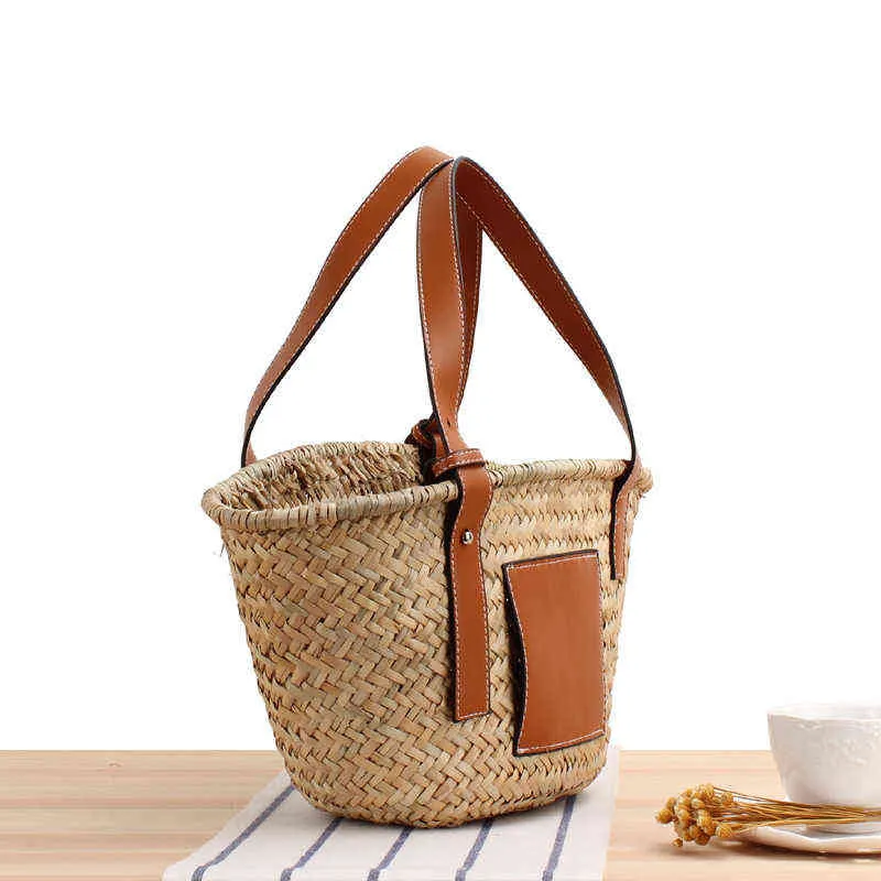 Сумки для покупок ручной соломенной корзины женские дизайнерские сумочки богемный роттан пляж для плеча плетена