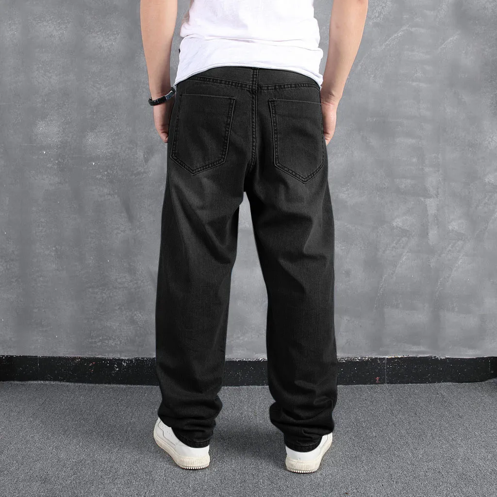 Jeans Homens Soltos Grande Tamanho Gorda Hip Hop Street Dance Streetwear Denim Calças Legais Pants Plus Size Men's Roupas C1123