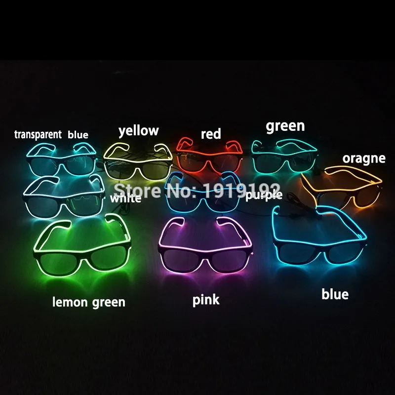 Accessoires de costumes 10 couleurs lunettes el EL fil mode néon LED éclairer obturateur en forme de lunettes de soleil Rave Costume Party DJ lumineux