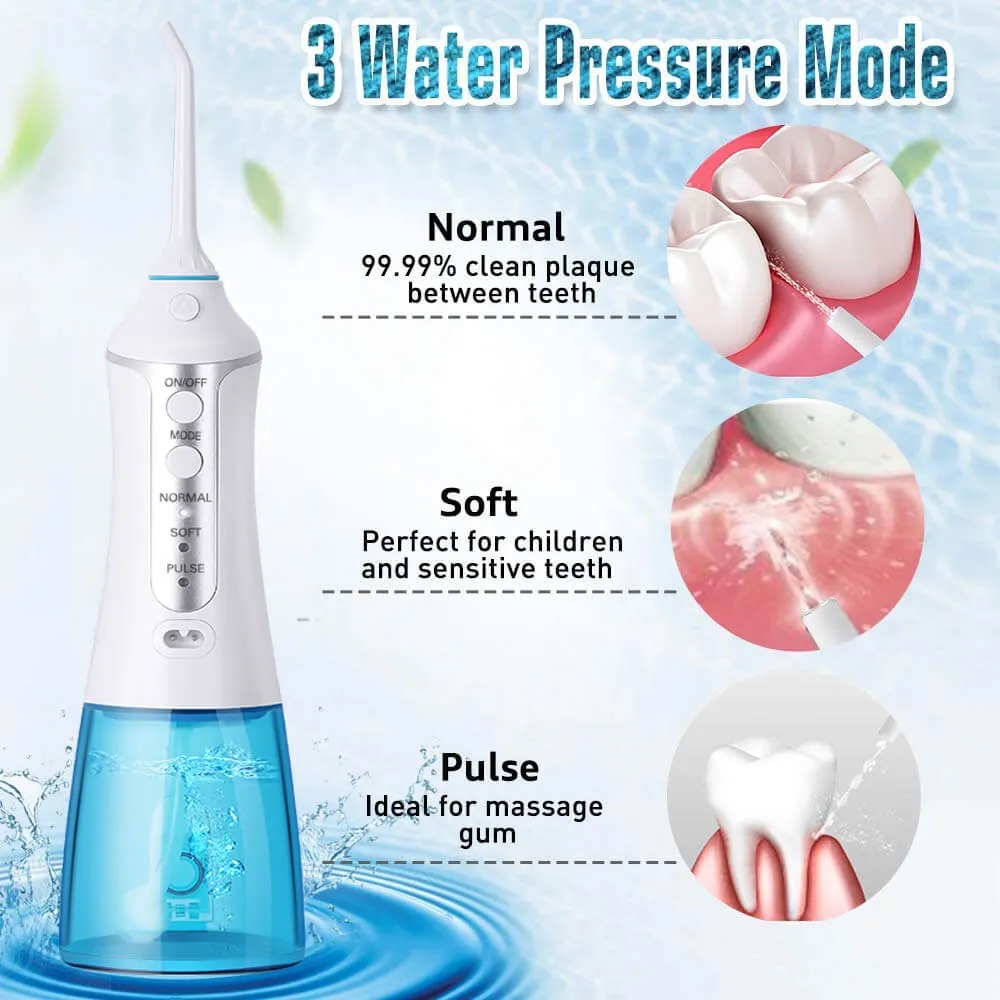 Irrigatore orale portatile 3 modalità elettrico 300ML irrigatore dentale acqua filo interdentale 5 punta Jet dente pick macchina la pulizia dentale