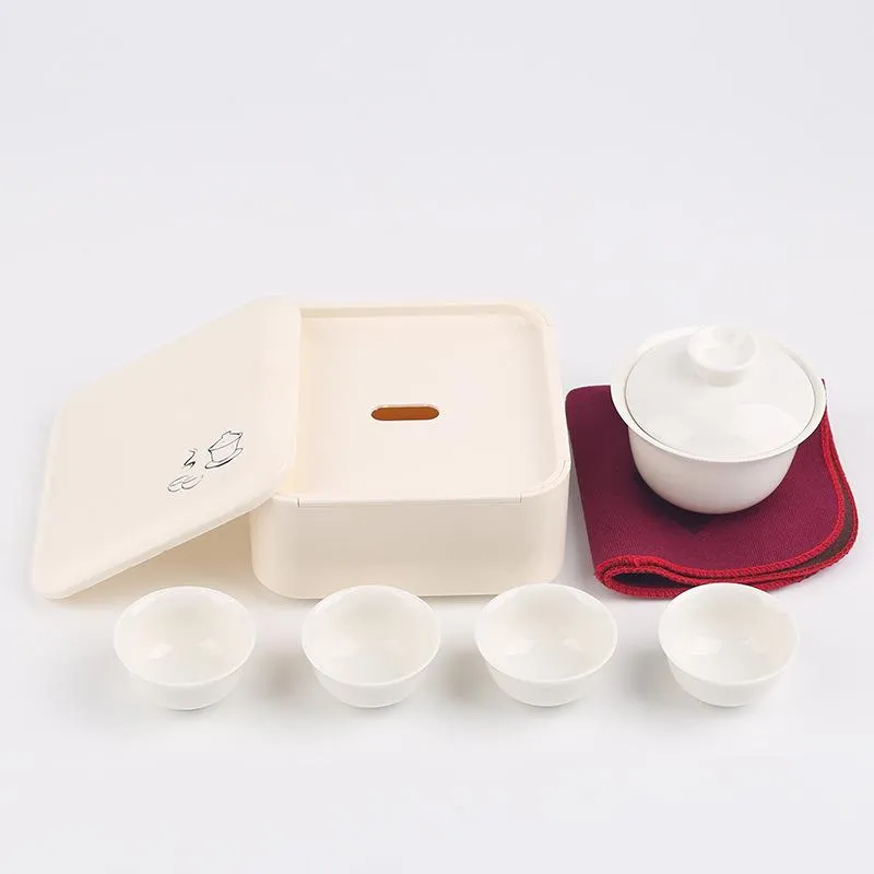 Portable Chinese Heaset Sets Gaiwan Ceramika z tacy Teacups Traveler TeaSews Teteras Portatil