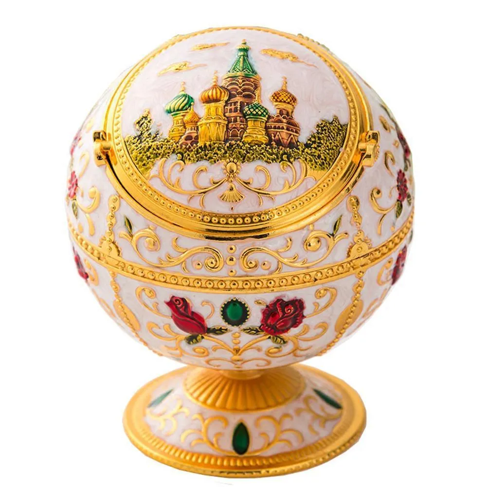 Globe popielniczka z okładką mody Osobowość wielofunkcyjna pokój domowy Telluian Retro Mini Relief Stamped Y2003249694318