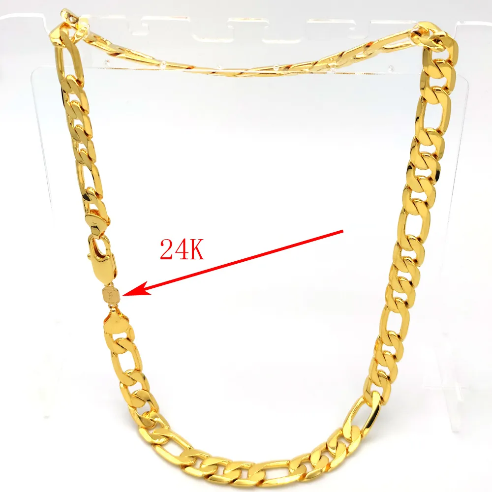 Nya halsband män kedja tung 12mm stamper 24k guld autentisk finish miami kubansk länk ovillkorlig livslängdsersättning245b