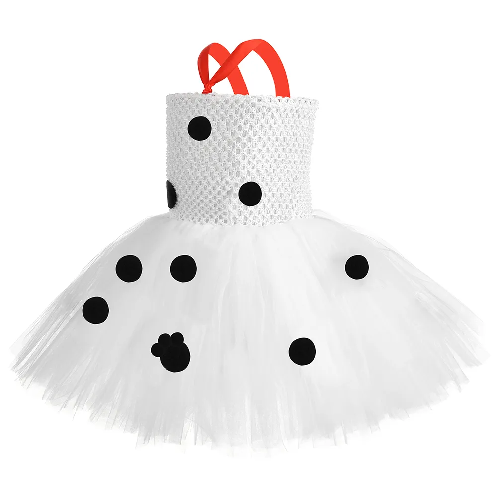 101 Dalmatië Polka Dot Halloween Jurk met Hondoren Set Kinderen Meisjes Pluizige Verjaardag Cartoon Tutu Jurk Voor Pograph Geschenken LJ2006513382