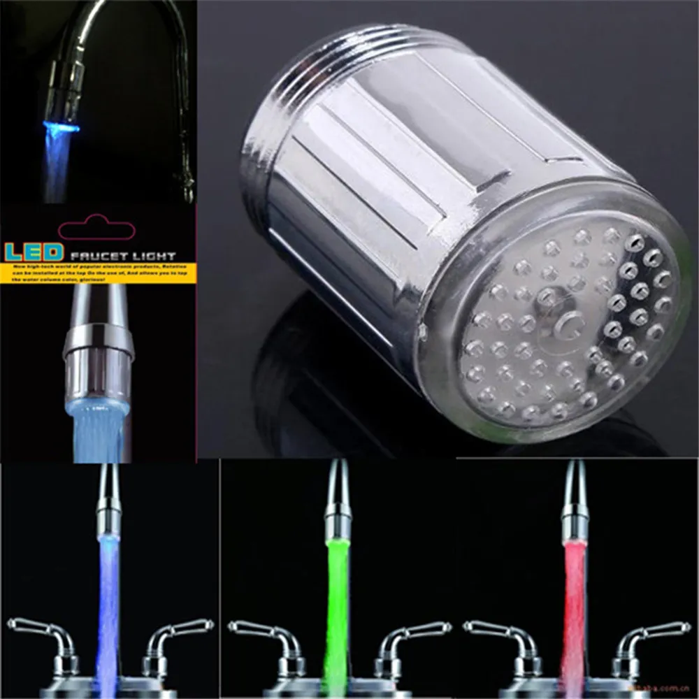 Nowy Kreatywny Kuchnia Łazienka Light-Up Faucet LED Kolorowe Zmiana Dysza Glow Dysza Prysznic Głowica Woda Dotknij Filtr Brak dostaw