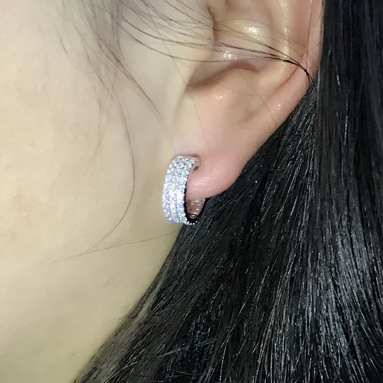 Boucles d'oreilles en or blanc massif 18 carats avec vrais diamants ronds bijoux de mariage romantiques pour femmes de luxe Daimond Brincos boucles d'oreilles en or bijoux 27724999