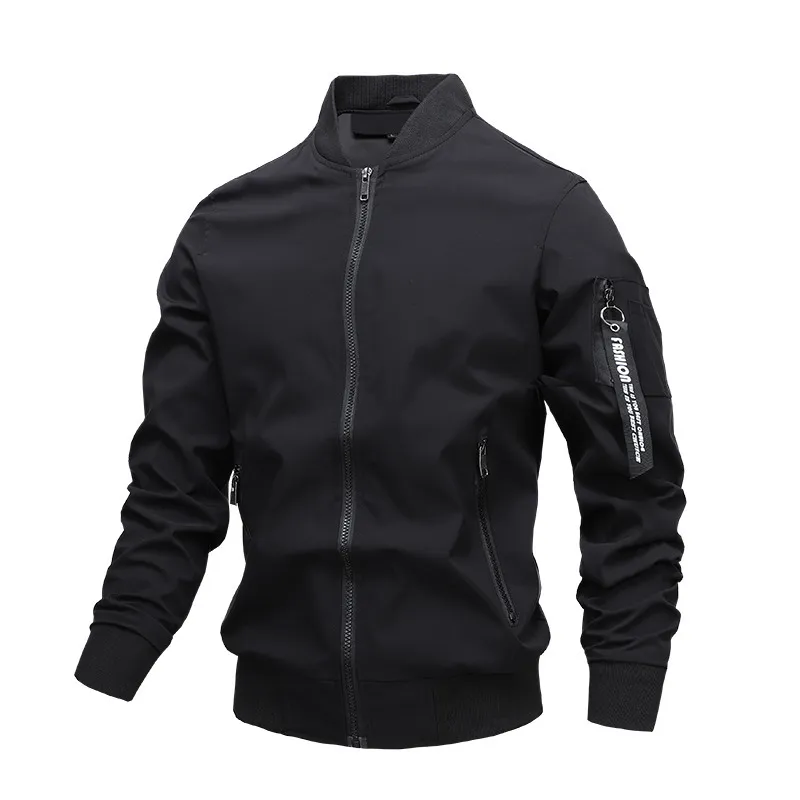 Automne Bomber Veste Hommes Casual Slim Stand Col Coupe-Vent Veste Vêtements Pour Hommes Fermeture À Glissière Mince Manteau Marque Vêtements 201128