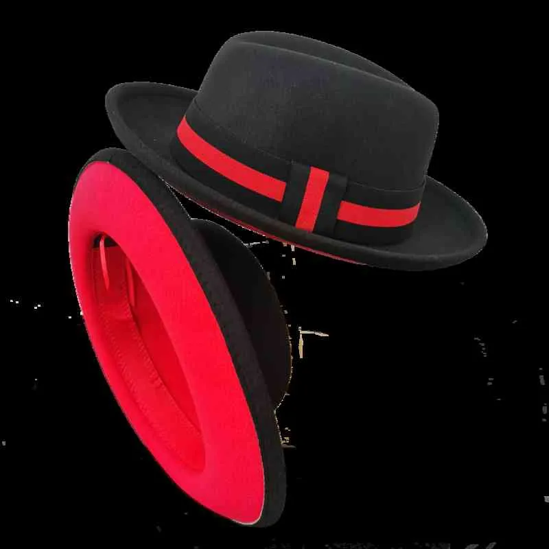 Fedora dwa stonowane fedorowie dla czarnego czerwonego dna Feel Jazz Bowler Perfomance Wo and Men Church Hat275g