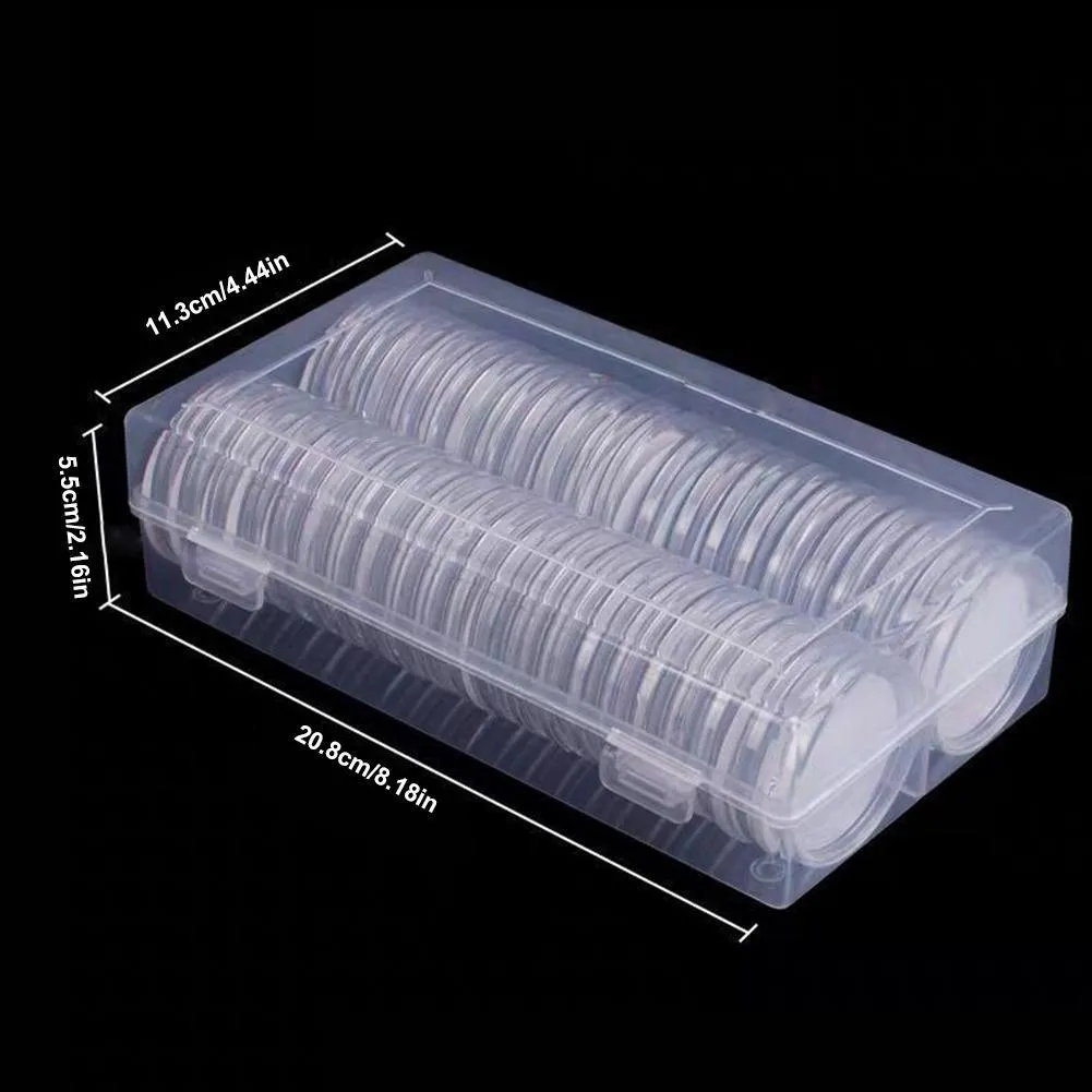 Cápsulas de 40 en la capa 46 mm con junta de 40 foam y 1 caja de almacenamiento de plástico para la recolección de monedas para 16 20 25 27 30 38 38 mm Monedas CW C01165174572