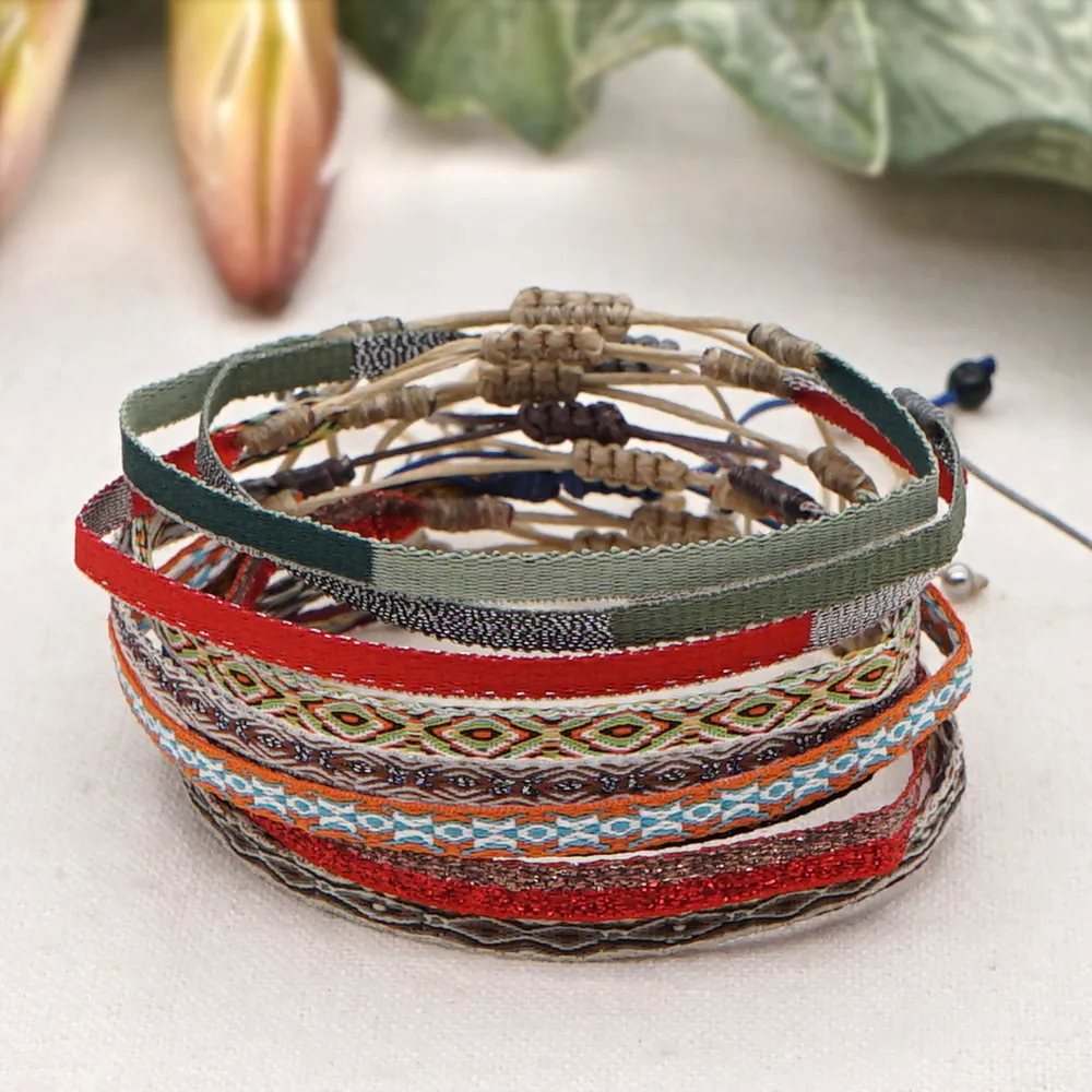 Go2Boho Vintage Braided Bracelets Men Tibetan Braclet for Women Jewelry Rope Fabric Embroidery Boho Jewellery Bracelet F1205