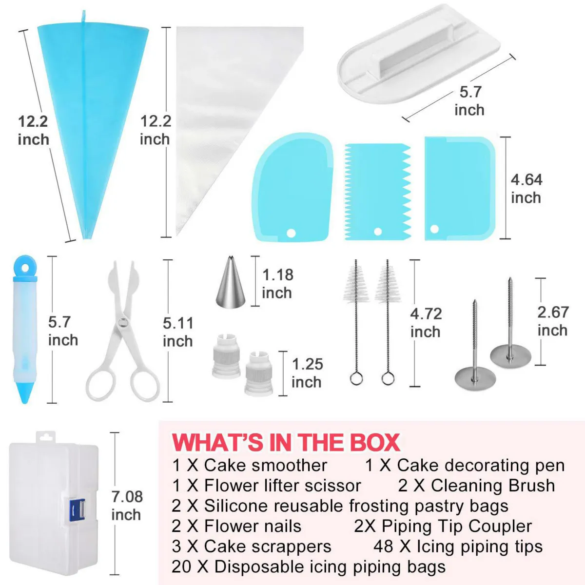 Icing Piping Tips Set with Storage Box Cake Decorating Supplies Kit Icing Nozzles Pastry Piping Bags Smoother 201023