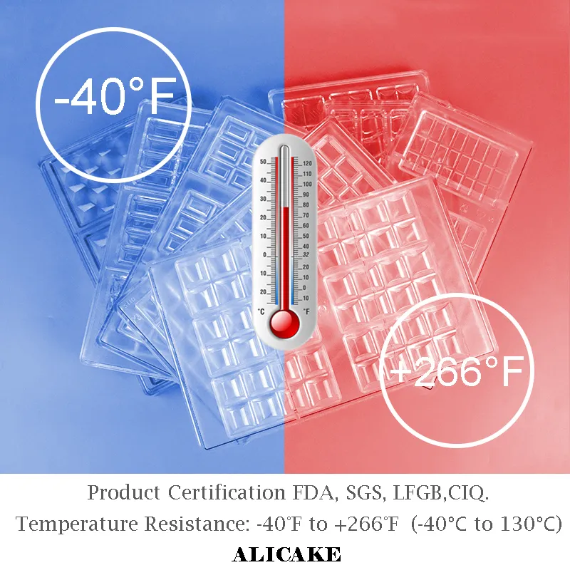 3D-Schokoladenriegel-Formen, Polycarbonat-Tablett für Kunststoff-Formen für feste Schokoladenformen, Bäckerei-Backform, Gebäck-Werkzeuge 201023