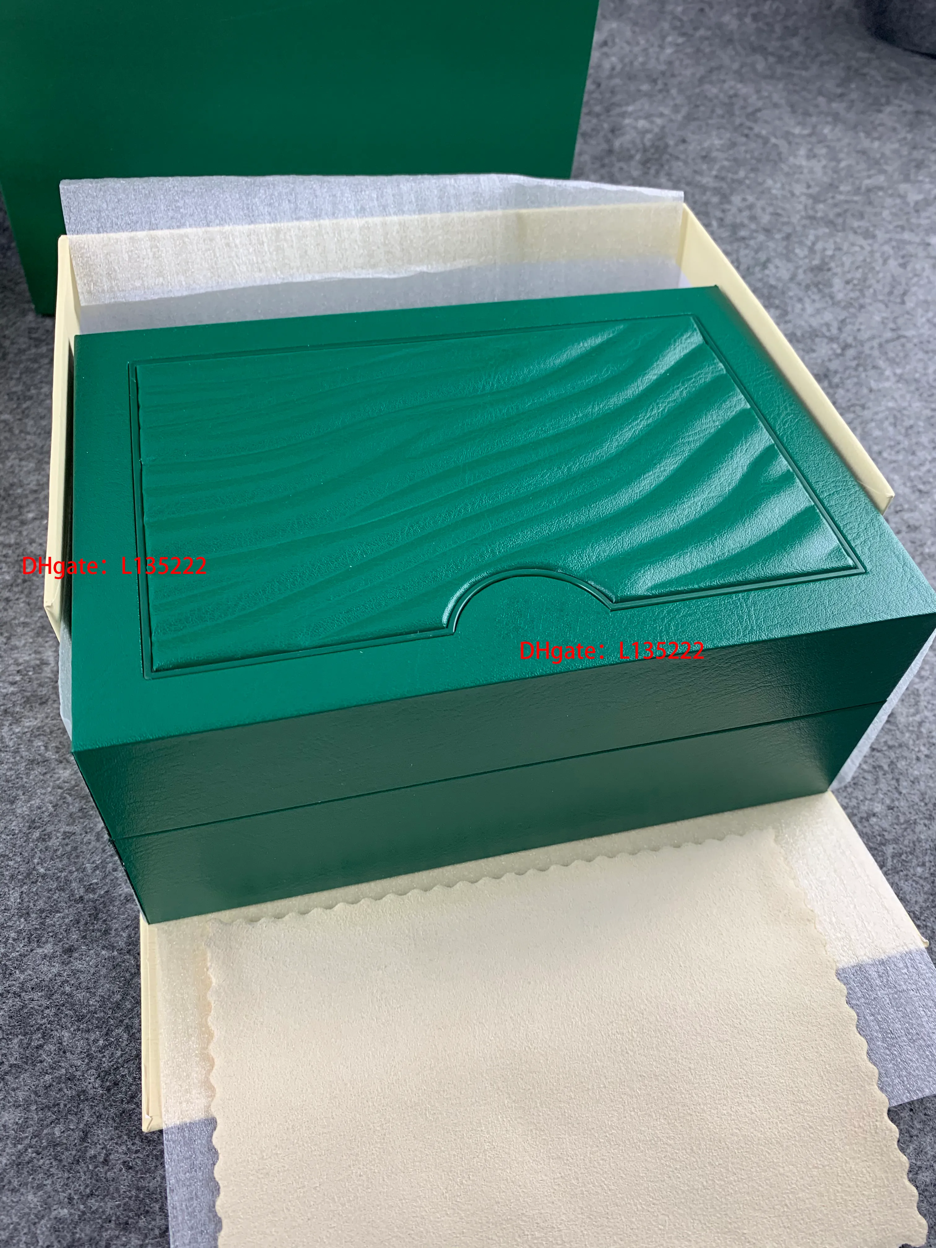 Caixa de presente superior de madeira verde escuro caixa de relógio tamanho M sem etiqueta de cartão de brochura caixa de relógio254S