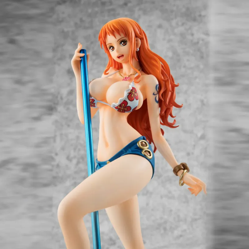 23cm anime uma peça roupa de banho tubo de aço dança nami pvc figura brinquedo boneca modelo para presente de natal8858912