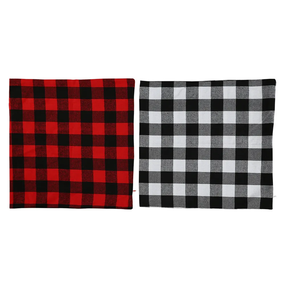 Christmas Buffalo Check Plaid Throw Pillow Covers Cushion Case for Farmhouse Home Decor Red and Black 18 Inch Pillow Case Wholesale