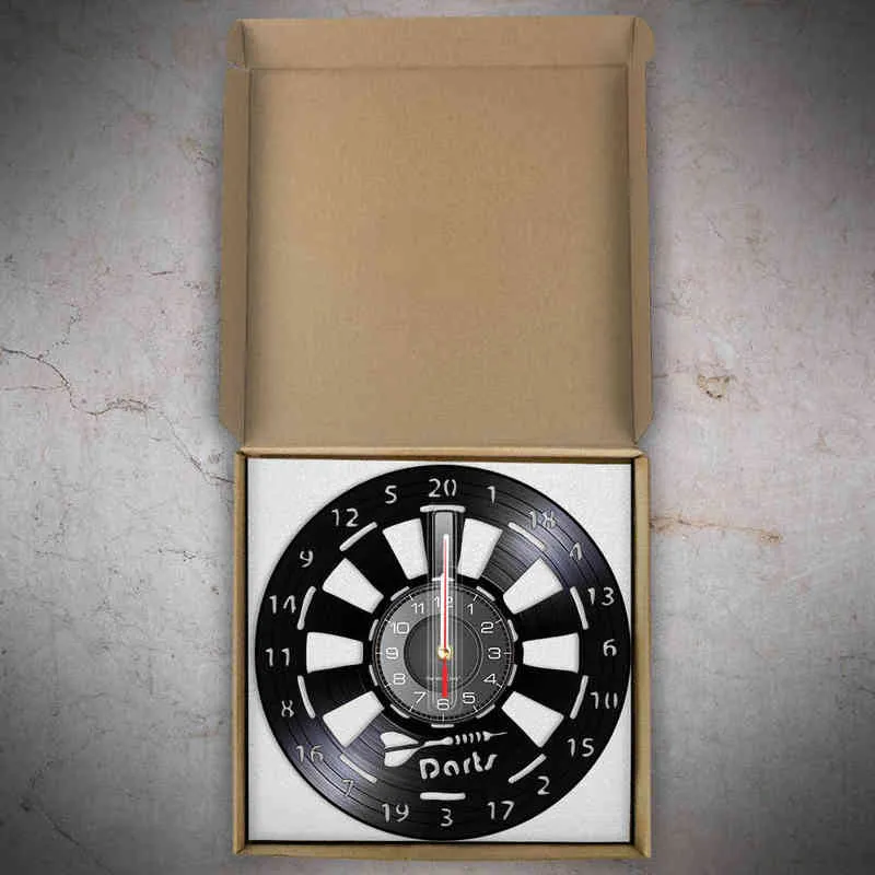 Dartboard Inspirado Relevo de Vinil Relógio de Parede Dardos Salão de Jogo Manscavo Essential Suspensão Parede Relógio Darts Fanatic Home Decor Relógio H1230