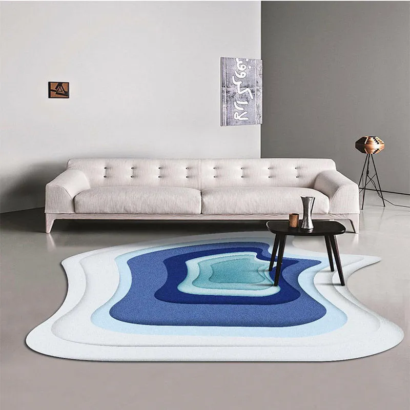 Irrégularité ronde bleu Kichen tapis de sol tapis tapis pour chambre salon antidérapant grande surface tapis doux moderne salon tapis 220301