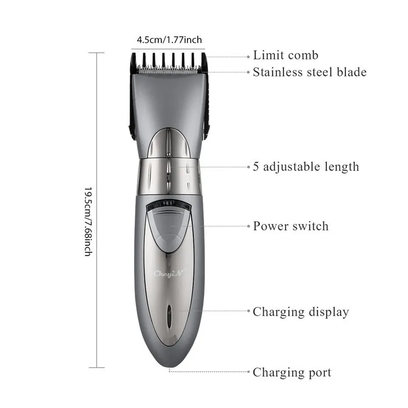 Uppladdningsbart vattentätt hårklippare Beard Electric Trimmer Shaver Body Mustasch Rakning Skär 55 220216