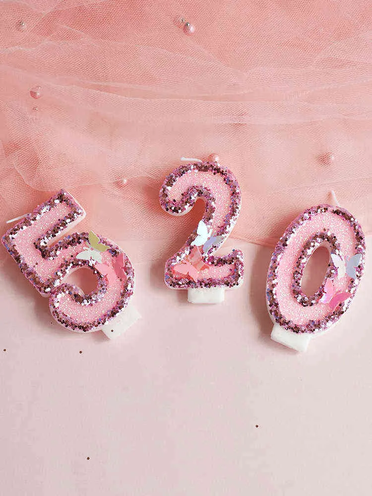 Любое сочетание блестящих номеров 0-9, свечи на день рождения, топпер для торта, вставка, креативные украшения для дня рождения, десертного стола, свечи