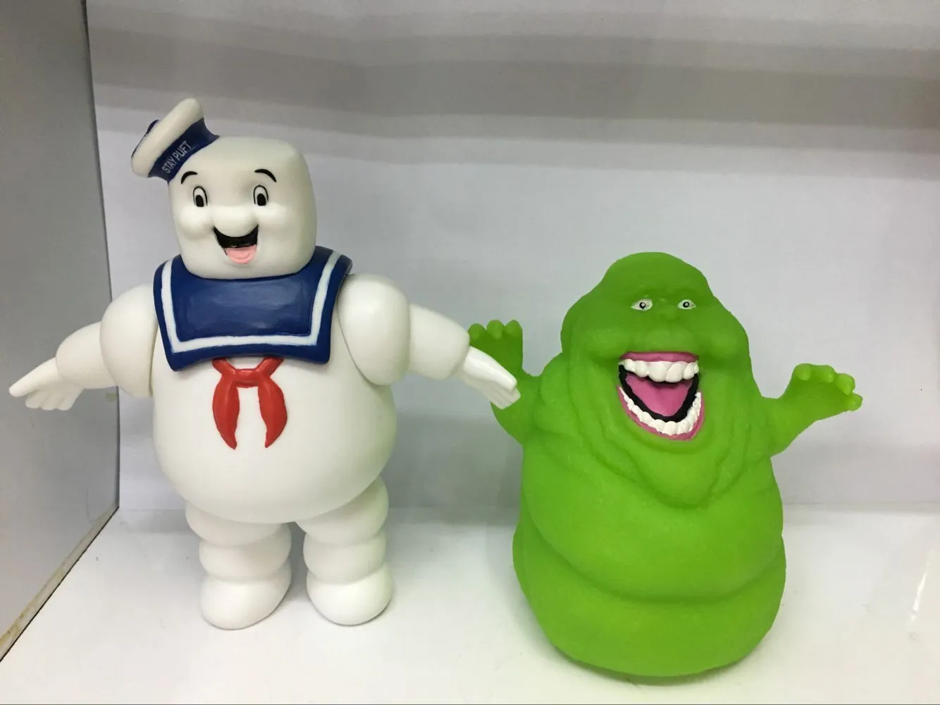 2 pz / set Cartoon Anime Ghostbusters Green Ghost Slimer Action Figure Doll Action PVC Figure Modello BB Bussare Giocattoli Bambini Xmas T20288S