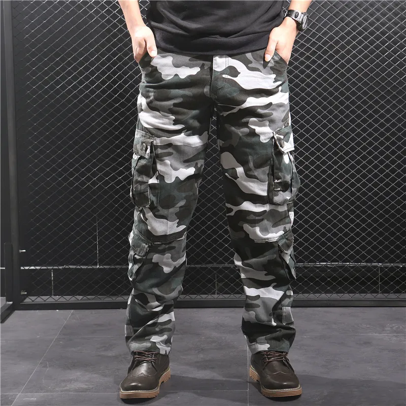 Camouflage Cargo Pants Men Multi Pocket Cotton Military Camo Pants Army Track Pantalon Homme Streetwear Salopette Pantalon Homme 201106