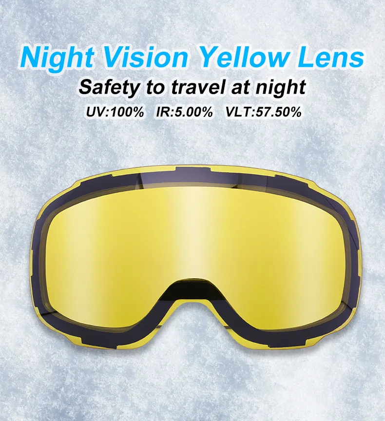 Phmax Winter Antiuv Snowboard Goggles Lunettes de soleil Antifog Yellow Lens Ski With Mask Mas