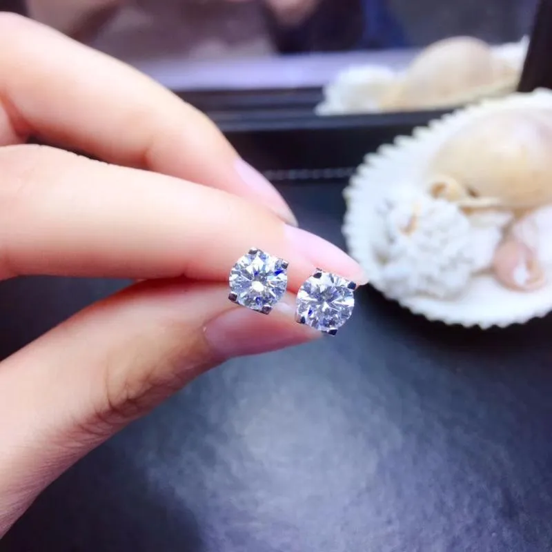Big Stone Vier 5–9 mm runde künstliche Diamant-Ohrringe für Damen und Herren, echte 925er-Silber-Ohrstecker, Schmuck232x