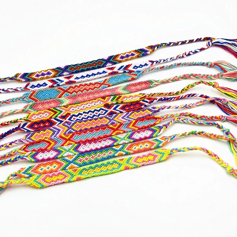 Vendita di moda stile vintage colori casuali 1 5 cm di larghezza braccialetto di amicizia unisex lavorato a maglia di cotone braccialetti estivi210s