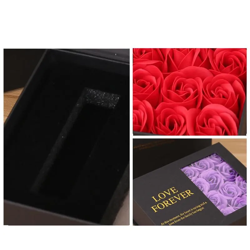 Echte Liebe Rose Schmuckschatulle Halter Unsterbliche Blumen für immer Blüte Ehering Ohrringe Halskette Valentinstag Geschenkbox Se327l