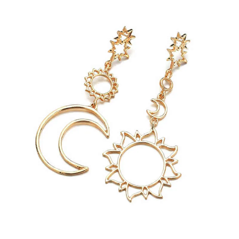 Koreaanse versie van de 2020 mode nieuwe oorbellen eenvoudige zon god maan god asymmetrische overdrijving oorbellen dames groothandel G220312