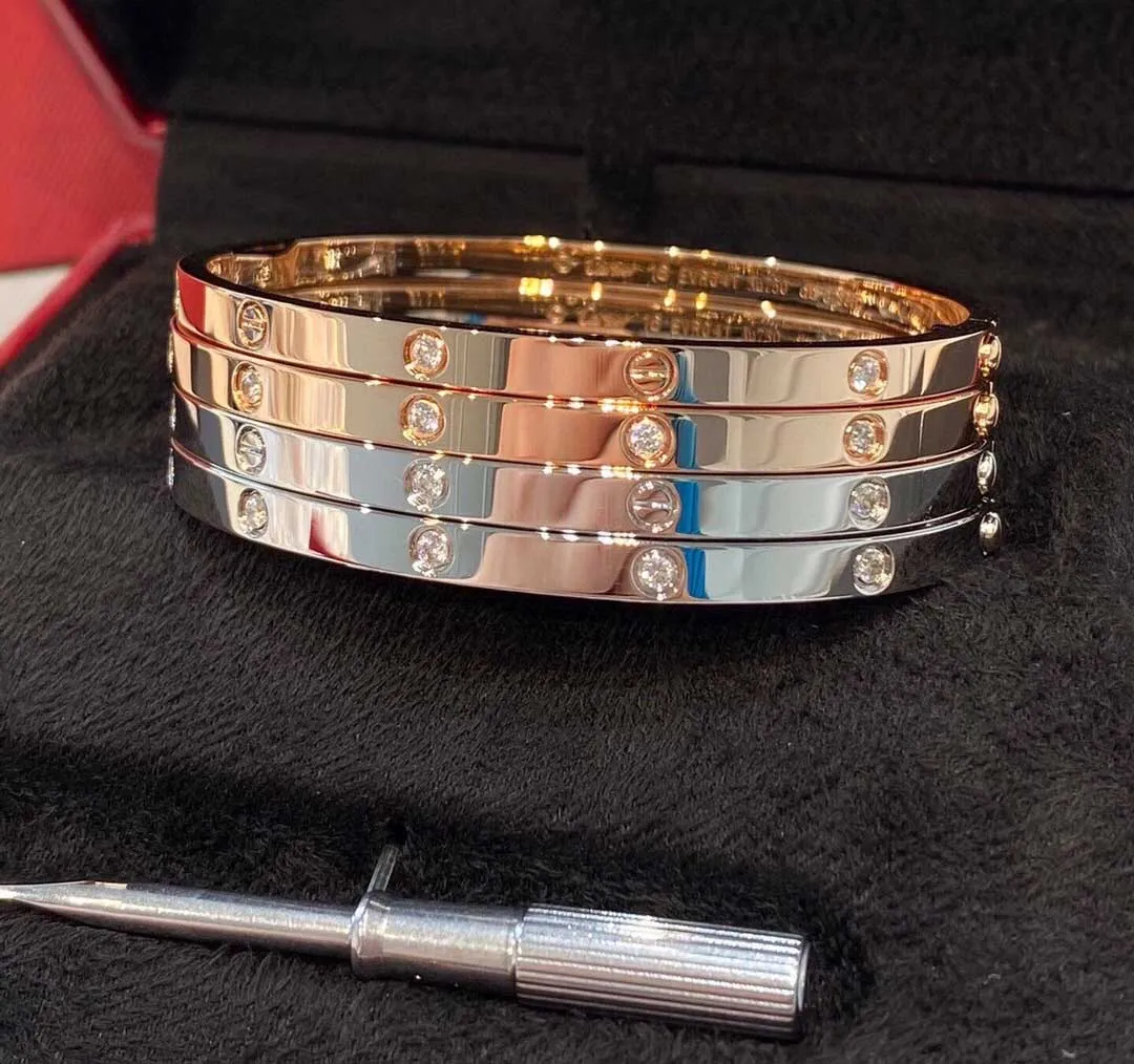 Luxurious quality no change color narrow bracelet with diamond and diamond punk bangle no diamond for women wedding jew344O