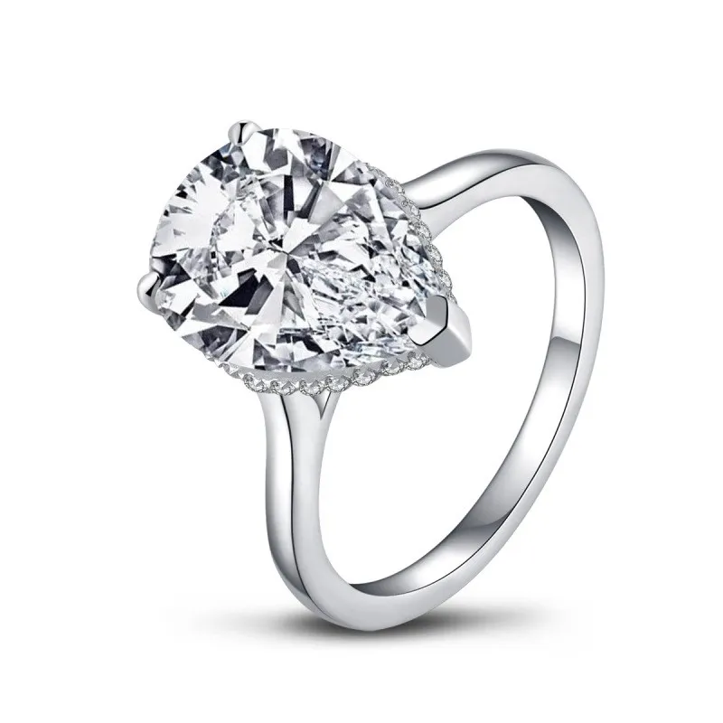 Aiyanishi Romantic Wedding Relings Jóias Anel de zircônia cúbica para homens 925 Acessórios de anéis de pêra de 5ct de prata esterlina 42666863