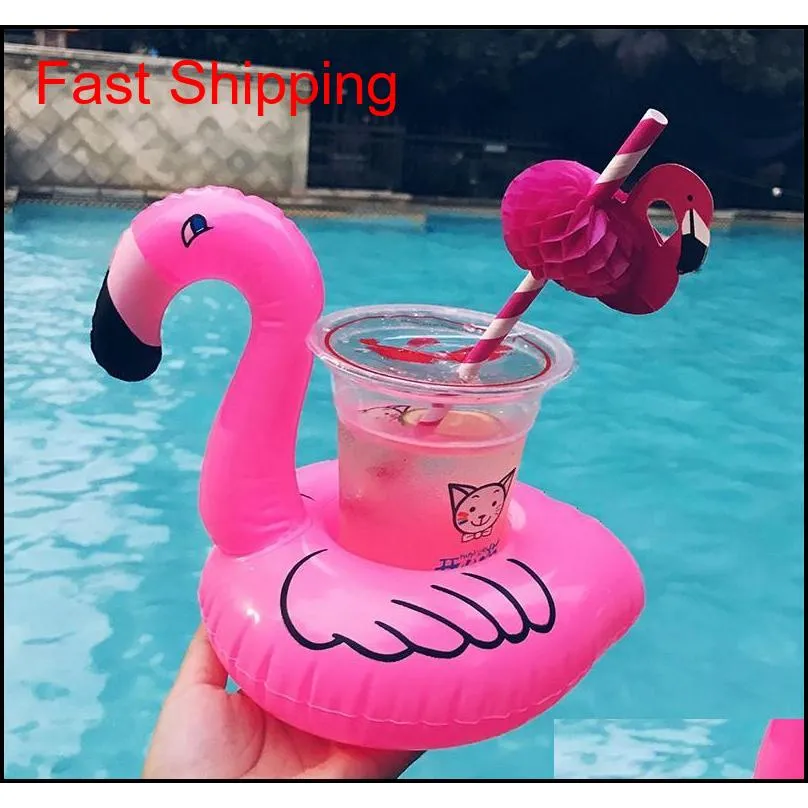 inflatable toy drinks cup holder watermelon flamingo pool floats coasters flotation devices for kids pool beach party bath toy