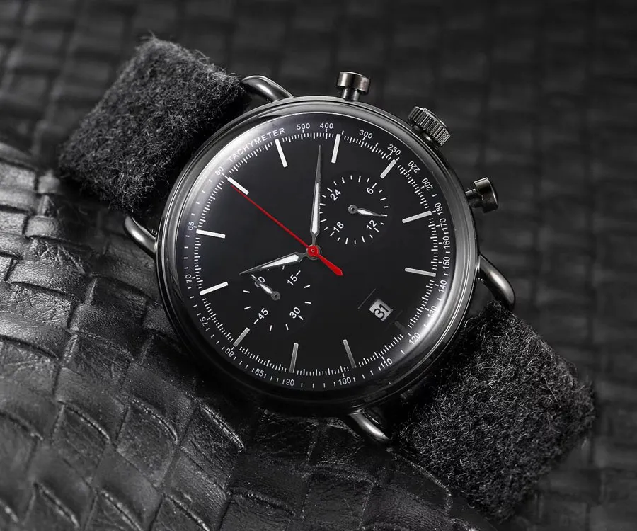 Modemarke Uhren Männer Multifunktions-Stil Leder Quarz-Armbanduhr AR46267p