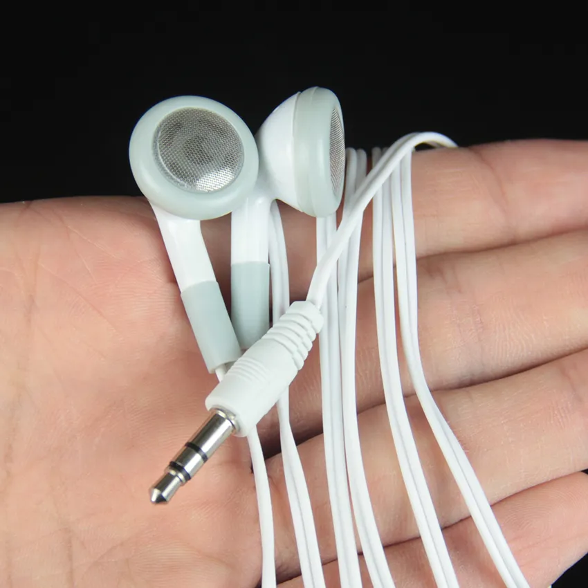 Wholesale White Earphones 3.5mm Disposable Earbuds Headphone No Mic For Mobile Phone MP3 MP4