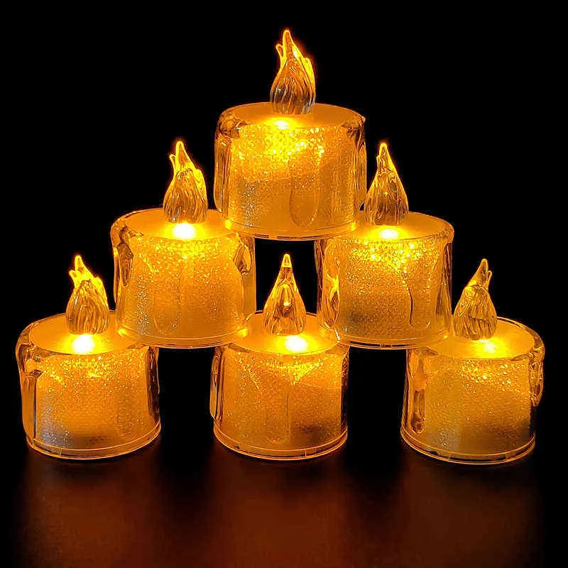 1 шт., прозрачная чайная свеча, светодиодный свет, беспламенные свечи, украшение для вечеринки, свадьбы, декор
