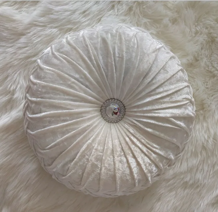 Velvet Pleated Round Pumpkin Throw Pillow for Couch Floor Cushion Pillow Decorative for Home Sofa Chair Bed Car F1214269R