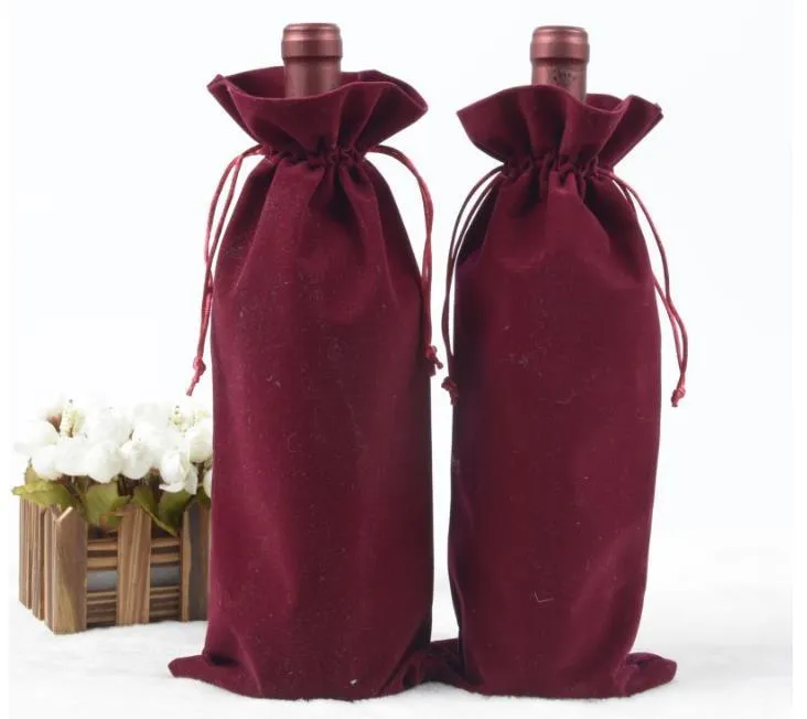 Wrap Prezent Partia Velvet Wine Bottle Covers Torby Flannel Flannel Flannel Party Wedding Packaging Pakowanie 261Z