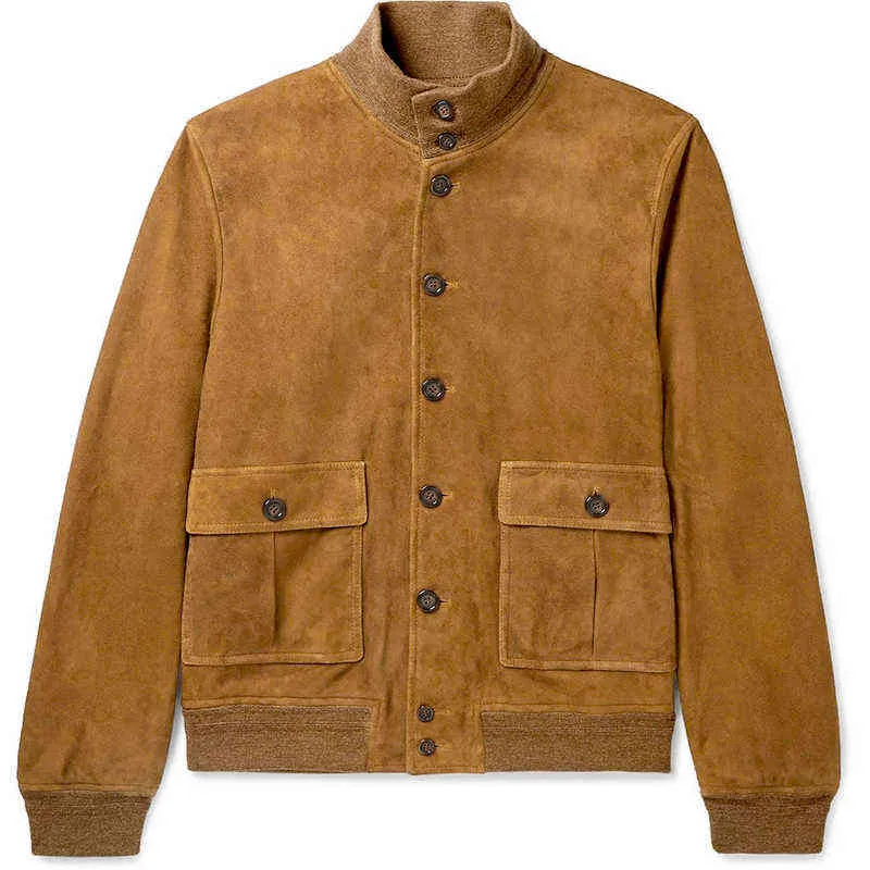 Vintage abotonado soporte collar chaquetas sólidas hombres otoño invierno moda parche bolsillos abrigos para hombre casual manga larga ropa exterior 211217