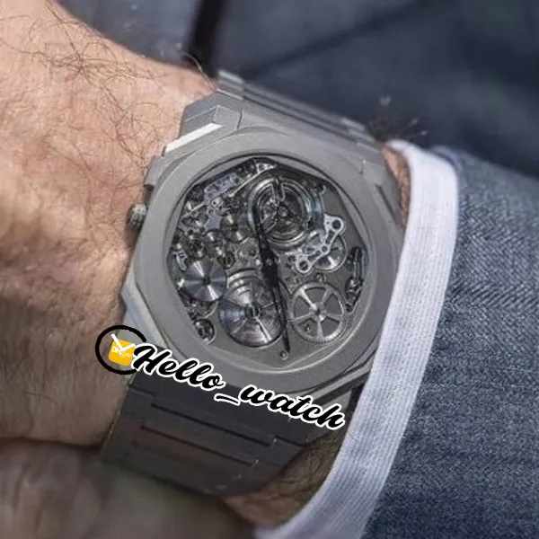 Nieuwe Octo Finissimo Tourbillon 102937 skelet grijze wijzerplaat Miyota automatisch herenhorloge titanium stalen armband sporthorloges Hello wa306v