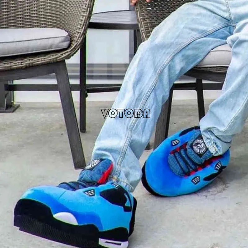 Unisex Sneaker Terlik Kış Sıcak Peluş Slaytlar Erkekler Kadınlar Karikatür Sevimli Ev Ayakkabıları Konfor Komik Flip Flop Spor Ekmek Ayakkabı G0210