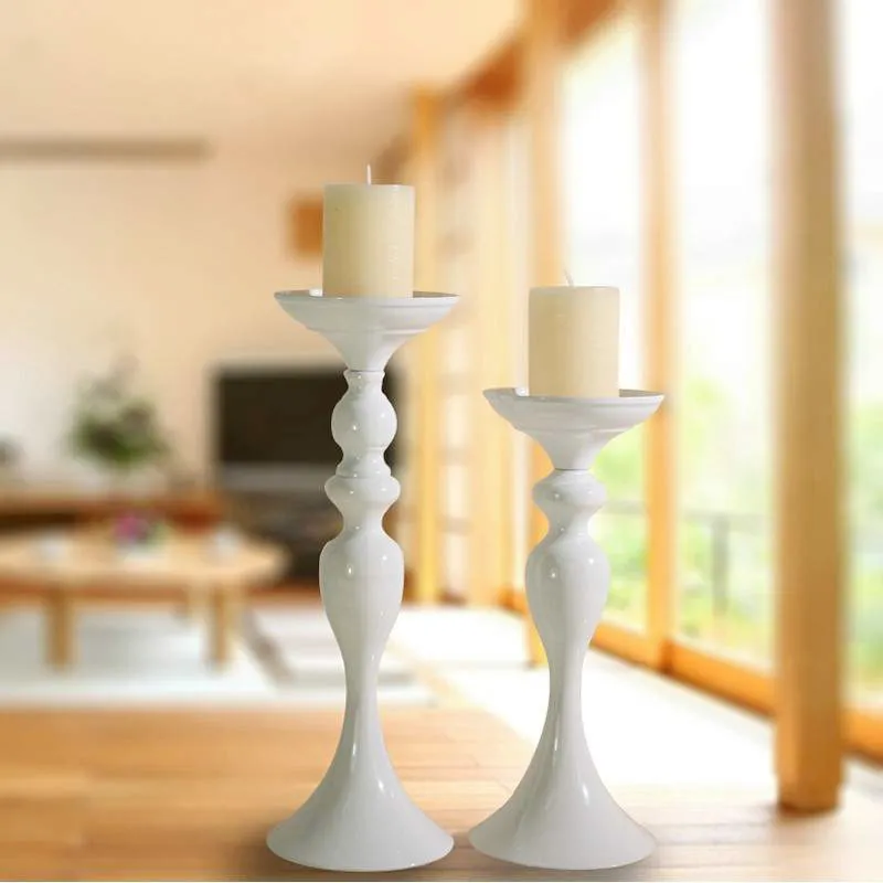 Bougeoirs en métal Fleurs VaseStand bâton 50cm White Holder Floor Vase Candelabra WeddingTable Centerpieces 03 Y200109