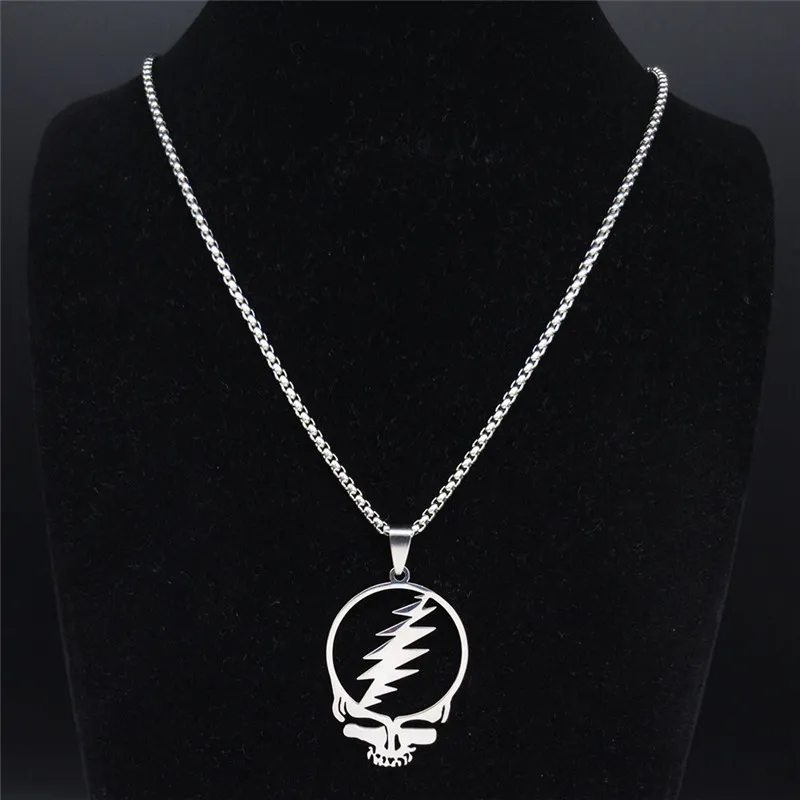 Pendant Necklaces Skull Stainless Steel Chain Necklace For Men Women Silver Color Jewelry Cadenas Mujer N4206S031226Z