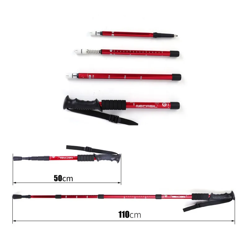 2st Walking Sticks 4 Sektion Teleskopisk Trekking Klättring Anti Shock Vandringsled Stick Justerbara Canes X327 220216